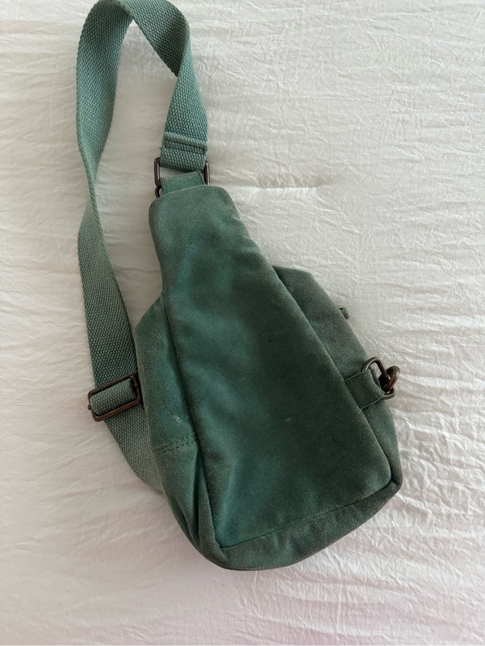 Free People Hudson Suede Sling Bag Teal Leather Crossbody Boho - Picture 10 of 12